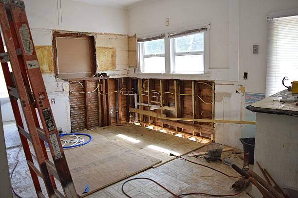 House flipping A behind the scenes look, mid-reno demolished stock pictures, royalty-free photos & images