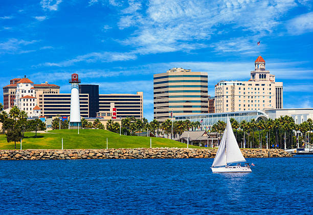 istock Skyscrapers of Long Beach skyline,harbor,lighthouse,spring,Calif 484679904
