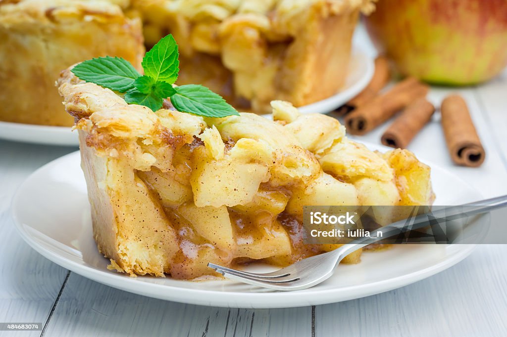 Homemade delicious apple pie with lattice pattern 2015 Stock Photo