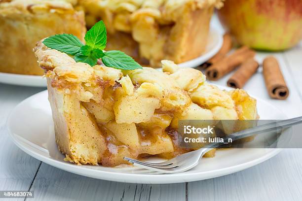 Homemade Delicious Apple Pie With Lattice Pattern Stock Photo - Download Image Now - 2015, American Culture, Apple - Fruit