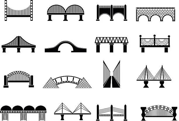 Vector illustration of Bridge icons set