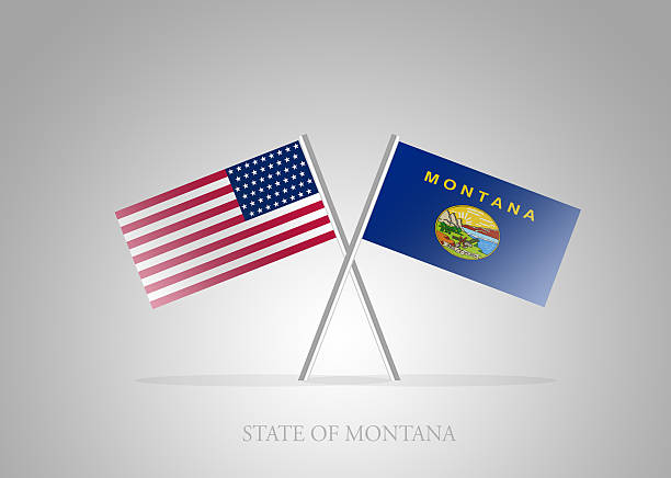 соединенные штаты америки флаг штата монтана-series - montana flag us state flag banner stock illustrations