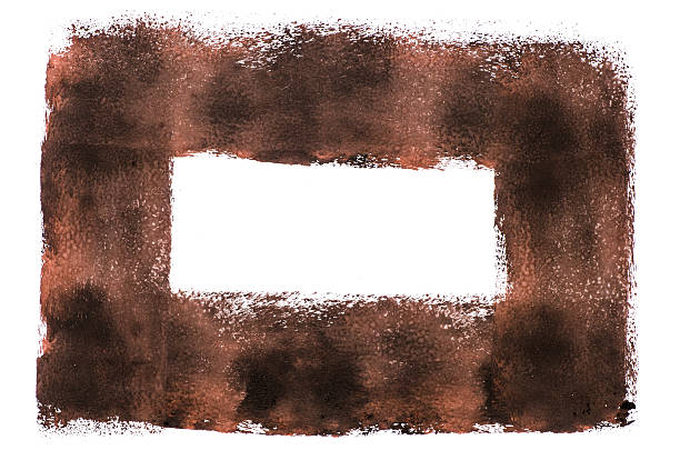 istock brown watercolor painted frame on white background 484693670