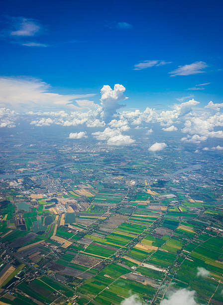 istock Sky Cloud and Land  aerial shot shot from airplane windows 484698708