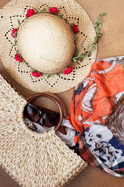 istock Straw hat and fashion shawl 484702000