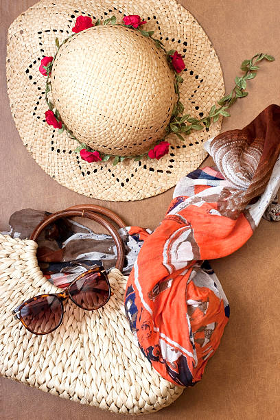 istock Summer accessories, sun glasses, bag and shawl 484702216
