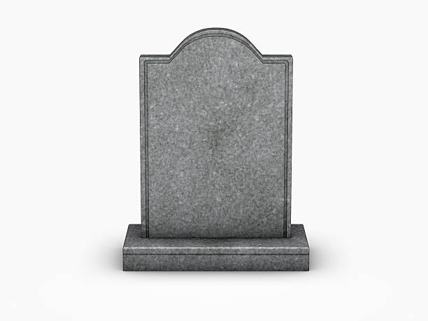 gravestone 3D rendered grey granite gravestone on white background tombstone stock pictures, royalty-free photos & images