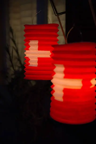 Paper lanterns, lit by candles, on the 1st August, the Swiss national day