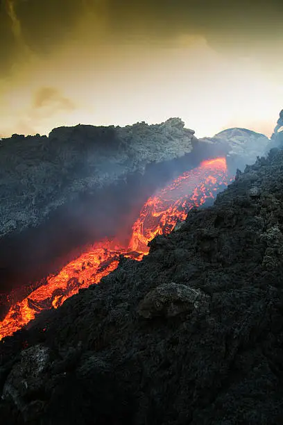 Etna vulcan lava magma in Sicily