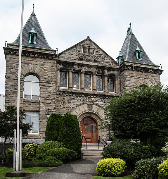 Historic sandstone courthouse near the waterfront in Nanaimo, British Columbia, Canada