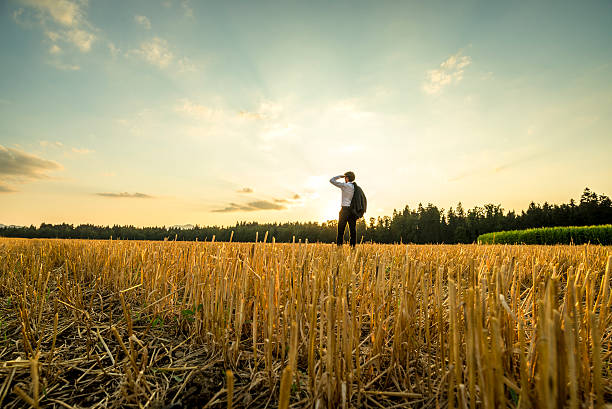 istock Businessman at the Field Looking Into the Distance 484705578