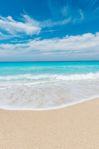 istock Sandy beach coast with turquoise sea at Maldives in summer 484706832