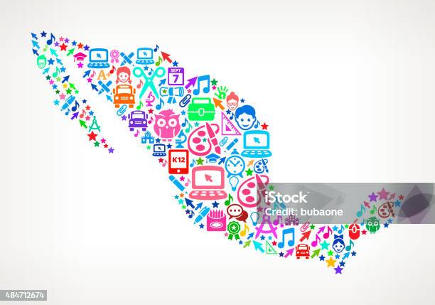 Mexico On School And Education Icon Pattern Stock Illustration - Download Image Now - 2015, Achievement, Alphabet