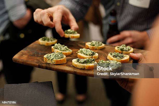 Platter Of Spinach And Artichoke Dip Served At A Party Stock Photo - Download Image Now