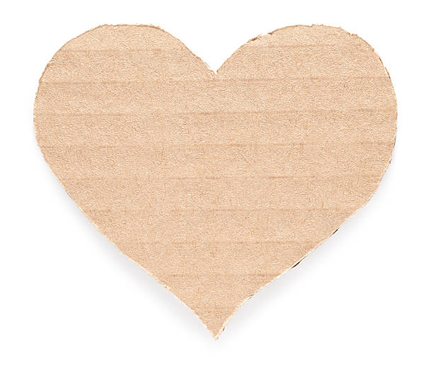Eco love Cardboard heart on white background. This file is cleaned, retouched and contains  book heart shape valentines day copy space stock pictures, royalty-free photos & images