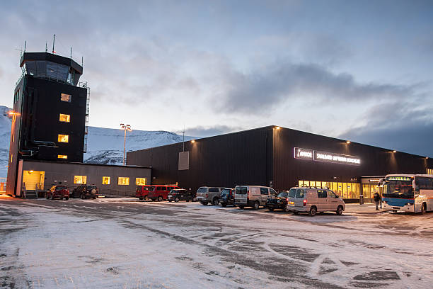 Outdoor of Svalbard Airport - Norway. stock photo