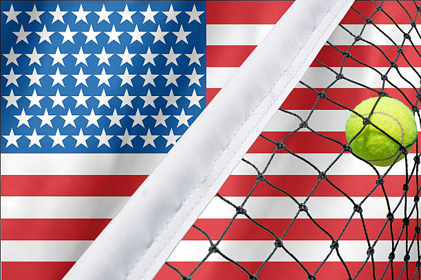 istock US Open tennis concept with flag and ball 484714086