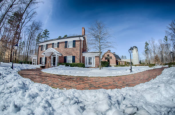 istock snow around billy graham library after winter storm 484714371