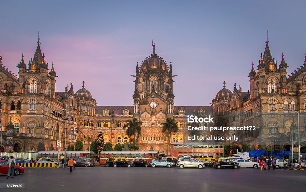 Chhatrapati Shivaji Terminus Mumbai, India - January 17, 2015: Chhatrapati Shivaji Terminus is a UNESCO World Heritage Site and historic railway station. It serves as headquarters of the Central Railways. Mumbai Stock Photo