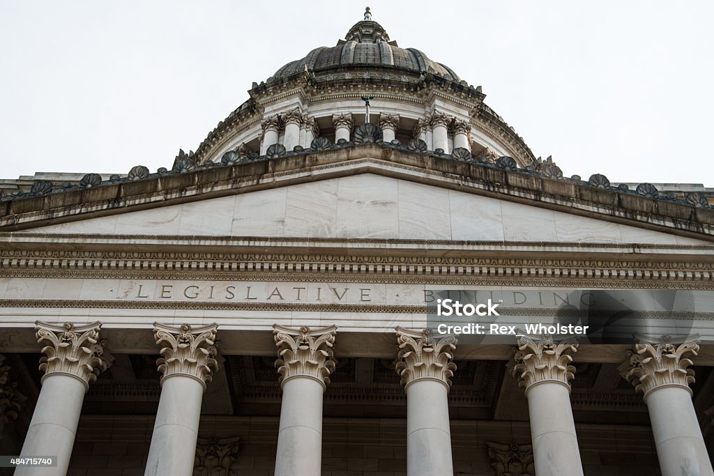 Washington State Capitol Building at Olympia Dome and front detail of the Washington State Capitol Building in Olympia Washington State Stock Photo