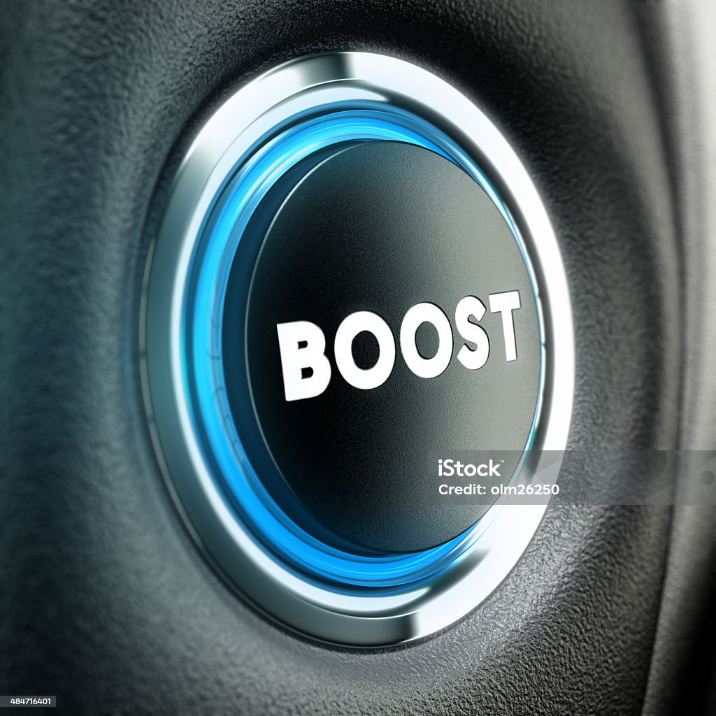 Motivação conceito de botão de Boost - Foto de stock de Propulsor de Foguete royalty-free