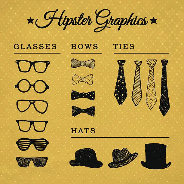 Vector illustration of Hipster graphic set on the vintage background