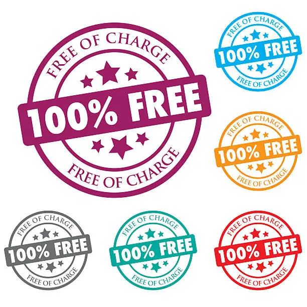 Vector illustration of Free of charge colour stamps