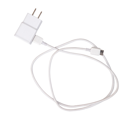 Adapter Charger with usb cable isolate on white (clipping path)
