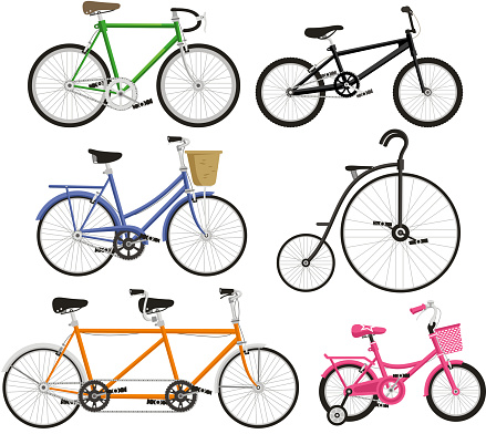 Bicycle Bike Cycling Cyclist Transportation Type, vector illustration cartoon.