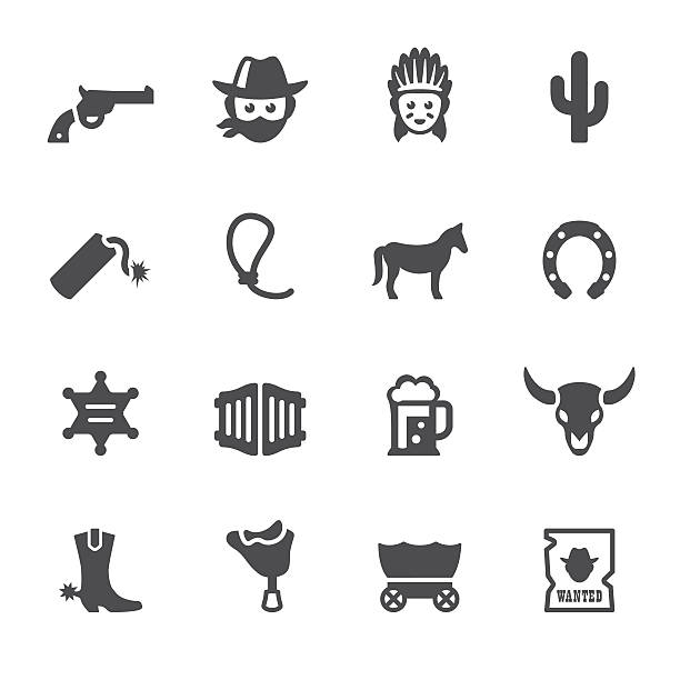 soulico icons-wild west und-cowboy-motiv - pferdekarre stock-grafiken, -clipart, -cartoons und -symbole