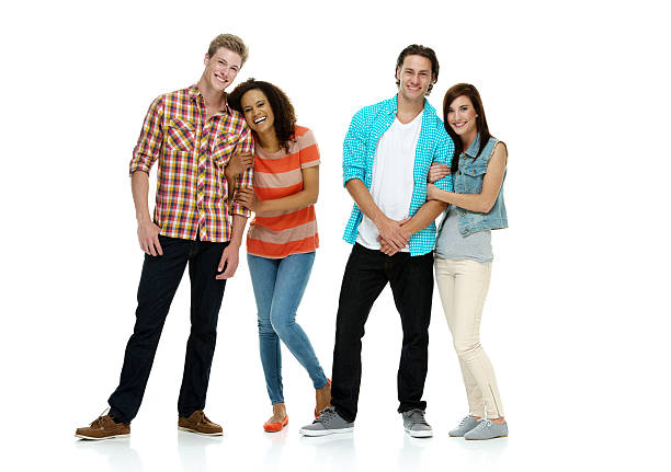 istock Smiling four friends standing together 484722090