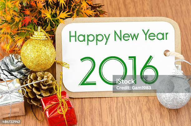 Brown Tag Paper New Year Decoration Stock Photo - Download Image Now - 2015, 2016, Brown