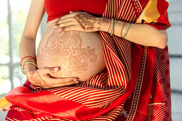 50+ Pregnant Woman In Indian Sari Dress Stock Photos, Pictures