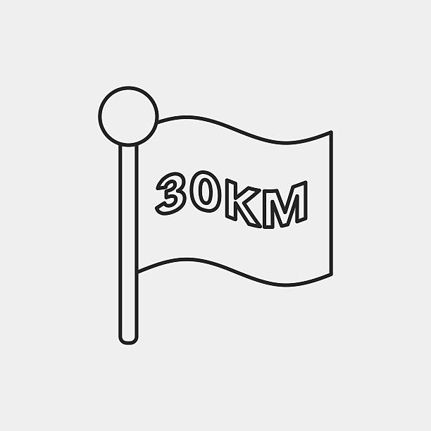 maraton flaga ikona linii - marathon finish line finishing the end stock illustrations