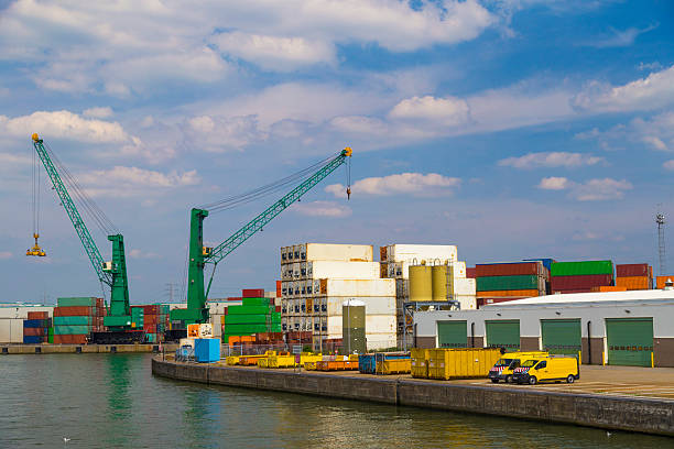 istock Large container cranes in Port of Antwerp 484728376