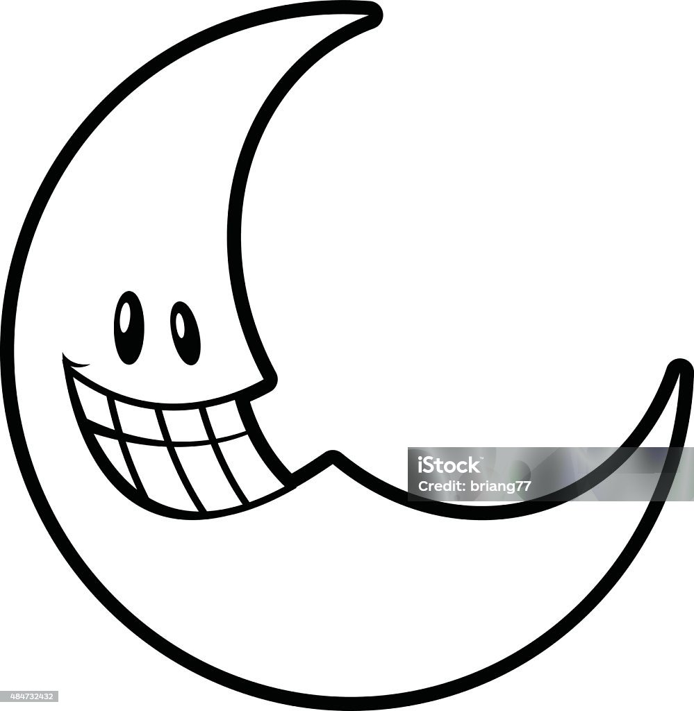 Moon A vector illustration of a smiling crescent cartoon moon 2015 stock vector