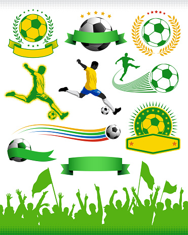 Soccer Design Elements.EPS 10 file,contains transparencies.File is layered, global colors used and hi res jpeg included.Please take a look at other work of mine linked below. 
