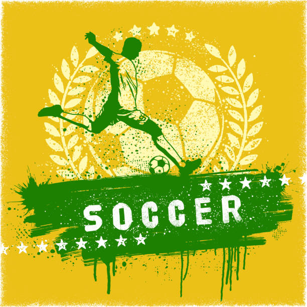 stockillustraties, clipart, cartoons en iconen met soccer graffiti sign - voetbal bal illustraties