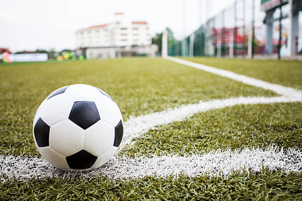 istock Soccer Football on Corner line 484740069