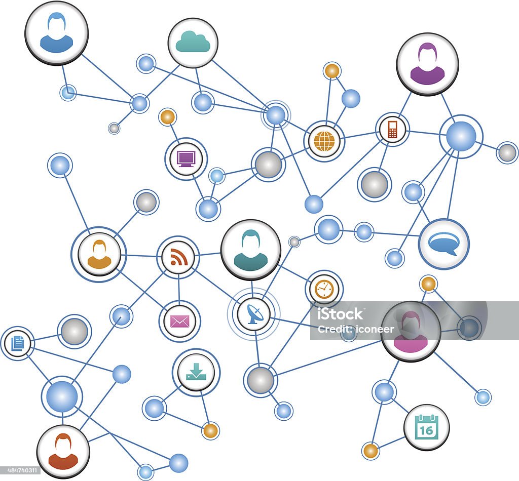 Menschen Netzwerk-Hintergrund mit Kommunikation Symbole - Lizenzfrei Arbeitspersonal Vektorgrafik