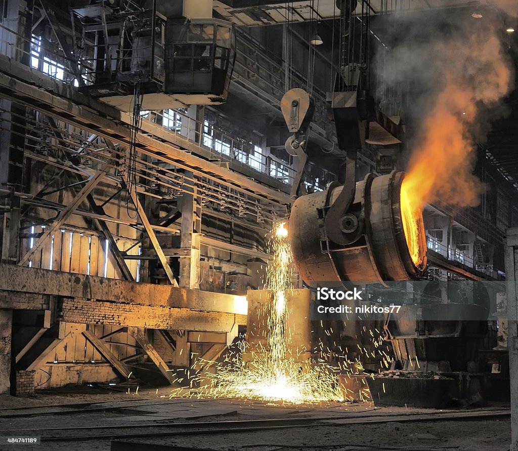 smelting of the metal in the foundry Metallurgy Stock Photo