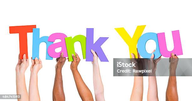 Multiethnic Group Of People Holding The Word Thank You Stock Photo - Download Image Now