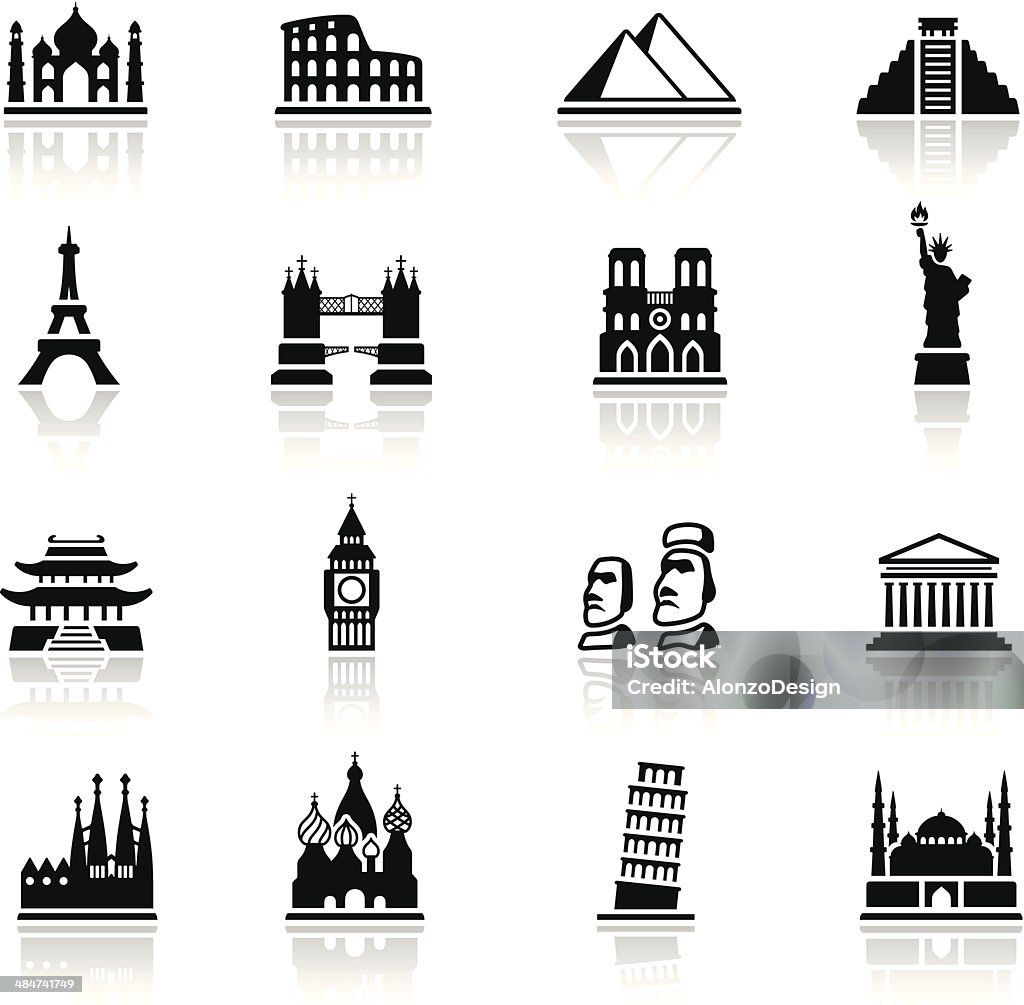 Famous Place Icon Set High Resolution JPG,CS6 AI and Illustrator EPS 10 included. Each element is named,grouped and layered separately. Very easy to edit.  Icon Symbol stock vector