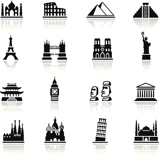 Famous Place Icon Set High Resolution JPG,CS6 AI and Illustrator EPS 10 included. Each element is named,grouped and layered separately. Very easy to edit.  pisa sculpture stock illustrations