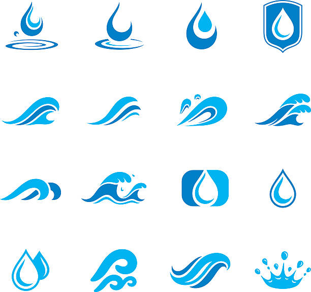 illustrations, cliparts, dessins animés et icônes de ensemble d'icônes de l'eau - water wave drop splashing