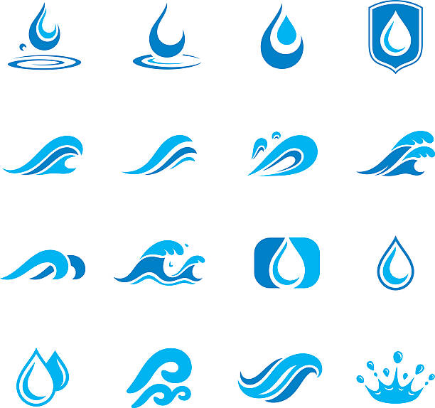 Water icons set Water icons set wave water icons stock illustrations