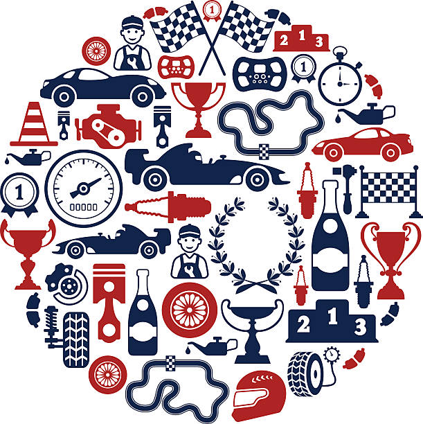 Racing Collage High Resolution JPG,CS6 AI and Illustrator EPS 10 included. Each element is named,grouped and layered separately. Very easy to edit.  timer stopwatch red isolated stock illustrations