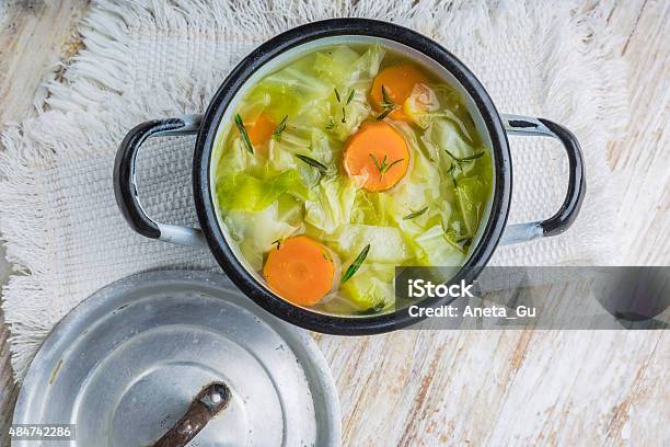 Cabbage Soup In A Pot Stock Photo - Download Image Now - Soup, Cabbage, Dinner