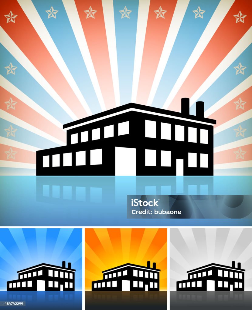 Commercial Industry Building Color Set American Culture stock vector
