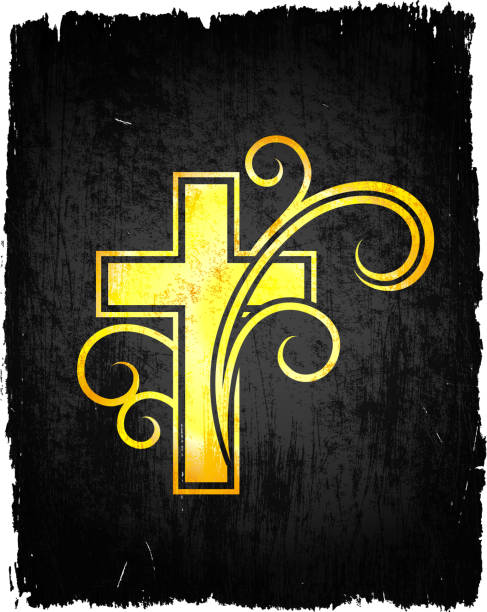 ゴールドの christian クロスにブラックのロイヤリティフリーのベクター背景 - cross cross shape shiny gold点のイラスト素材／クリップアート素材／マンガ素材／アイコン素材